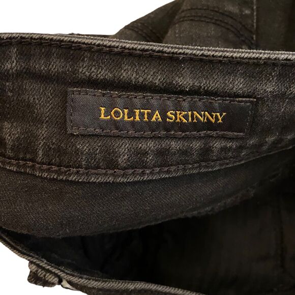 Lucky Brand Women Size 4/27 Faded Black Low Rise Lolita Skinny Jeans Embroidered - Picture 2 of 13